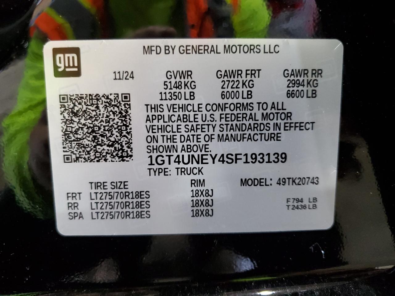 2025 GMC Sierra K2500 Slt VIN: 1GT4UNEY4SF193139 Lot: 89694945