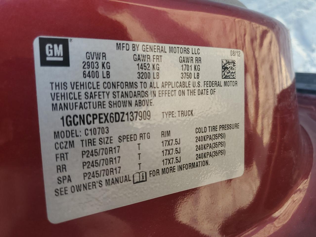 2013 Chevrolet Silverado C1500 VIN: 1GCNCPEX6DZ137909 Lot: 87490295