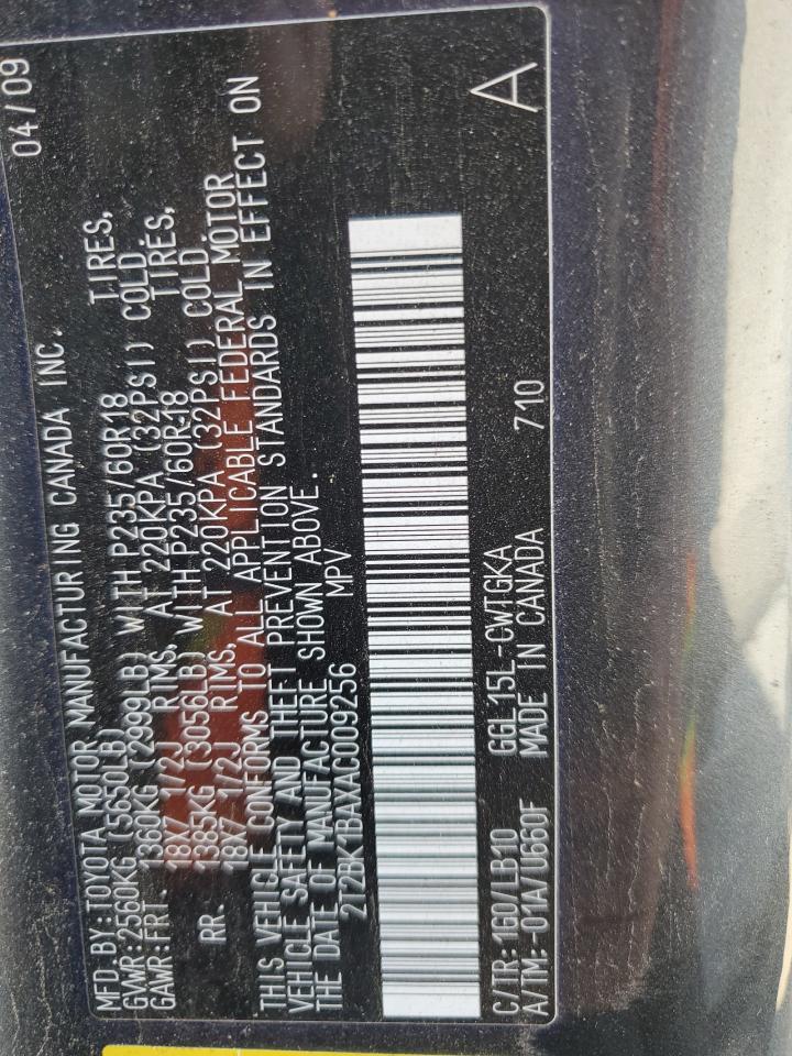 2010 Lexus Rx 350 VIN: 2T2BK1BAXAC009256 Lot: 85327395