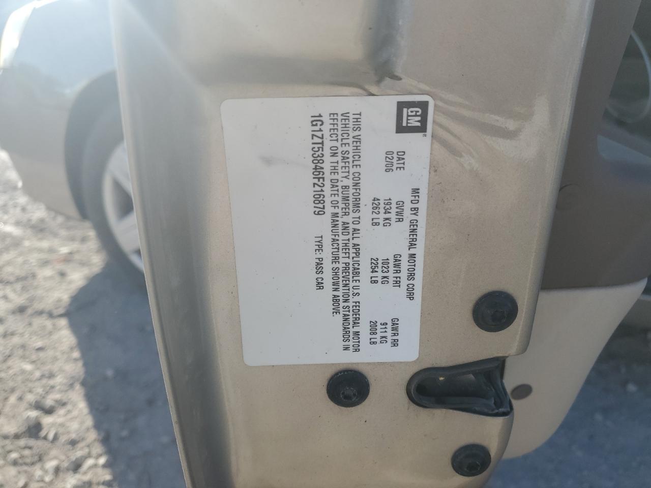 2006 Chevrolet Malibu Lt VIN: 1G1ZT53846F216879 Lot: 82647425