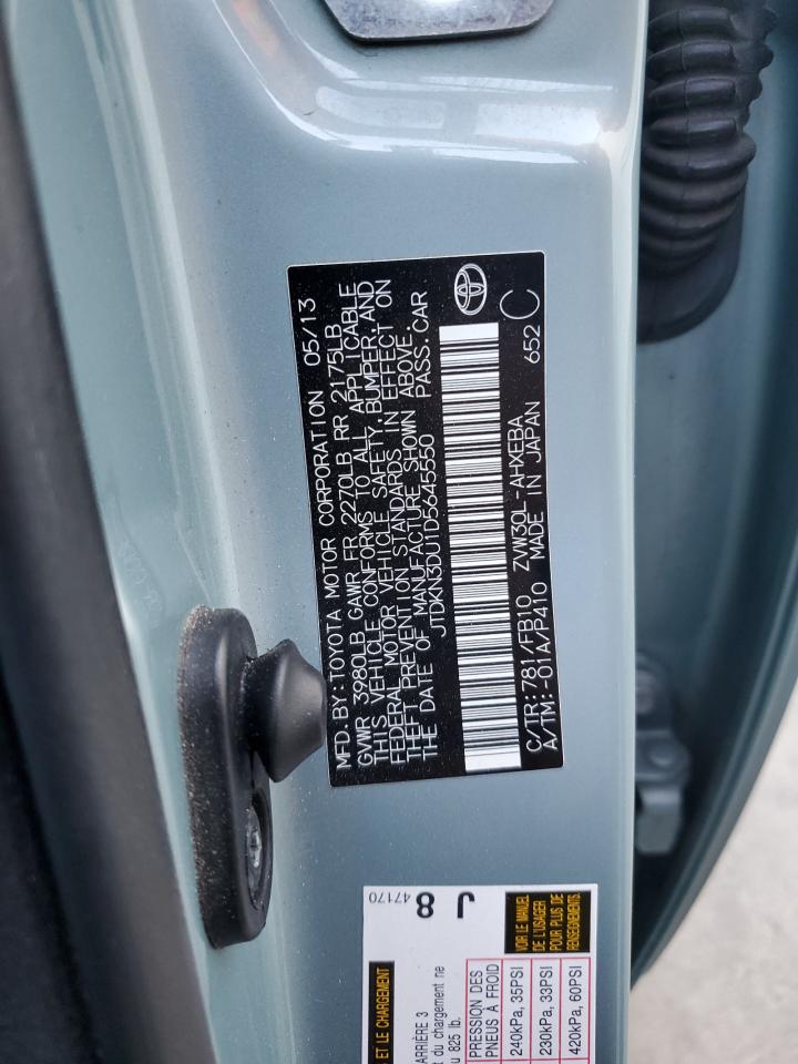 2013 Toyota Prius VIN: JTDKN3DU1D5645550 Lot: 85514675