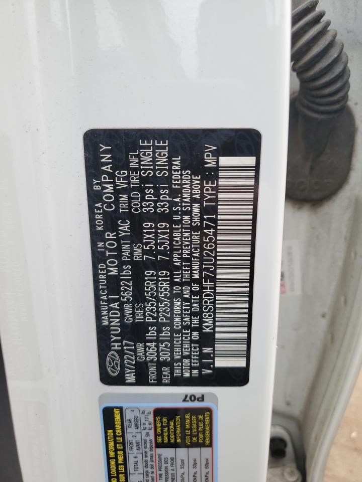 2018 Hyundai Santa Fe Se Ultimate VIN: KM8SRDHF7JU265471 Lot: 82305375