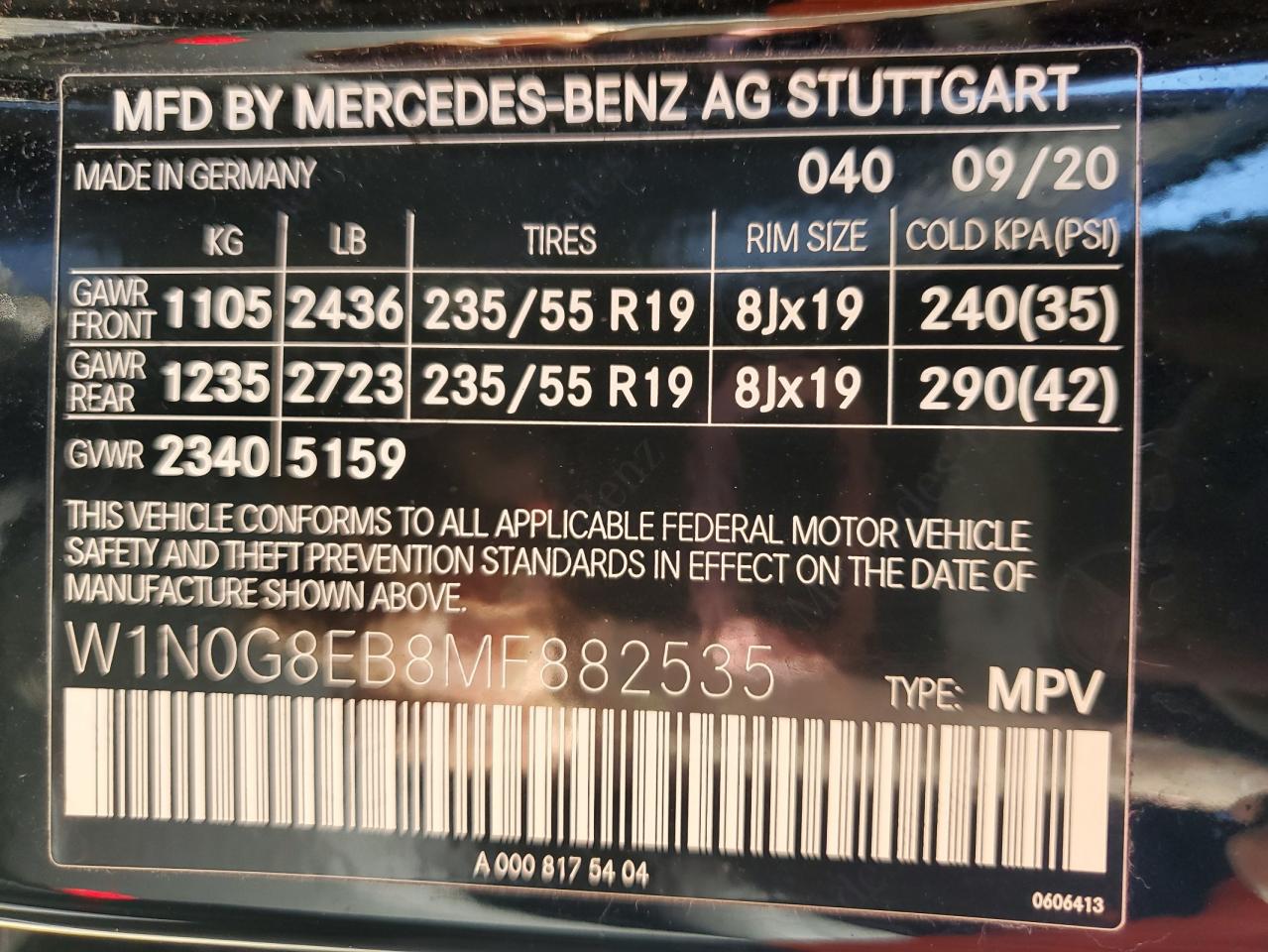 2021 Mercedes-Benz Glc 300 4Matic VIN: W1N0G8EB8MF882535 Lot: 85912975
