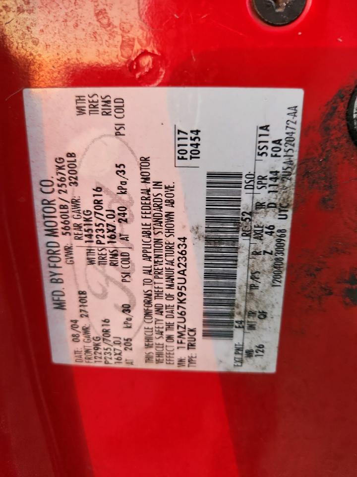 2005 Ford Explorer Sport Trac VIN: 1FMZU67K95UA23634 Lot: 85319035