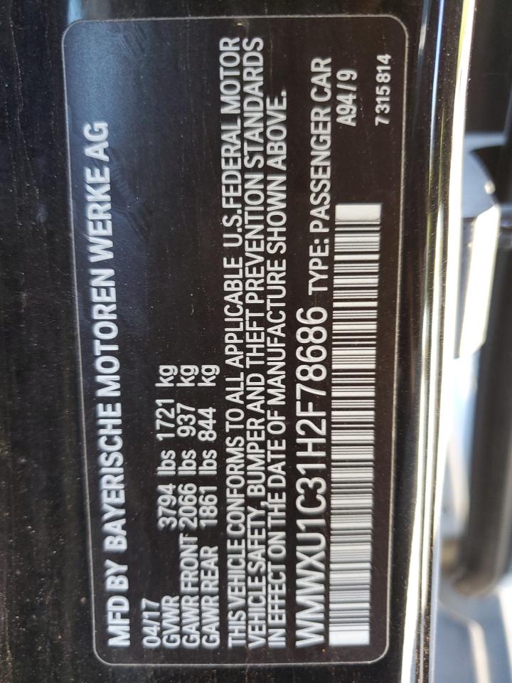 2017 Mini Cooper VIN: WMWXU1C31H2F78686 Lot: 90586615