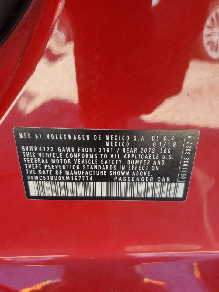 2019 Volkswagen Jetta S VIN: 3VWC57BU0KM157774 Lot: 82321135