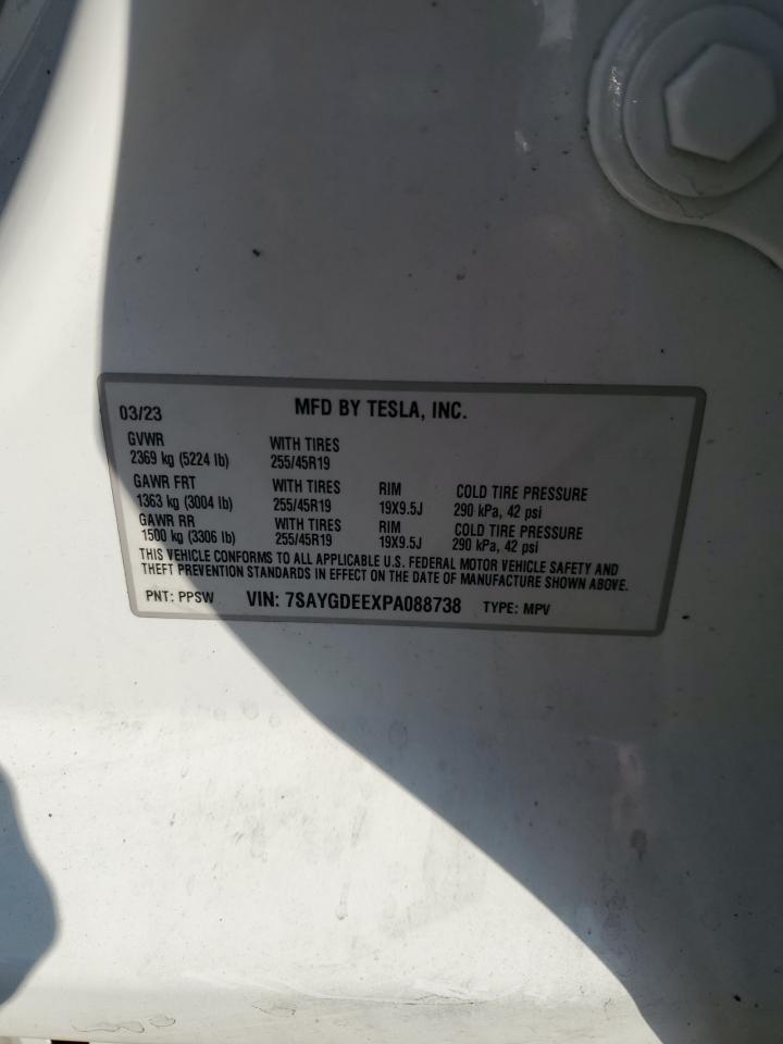 2023 Tesla Model Y VIN: 7SAYGDEEXPA088738 Lot: 85139885