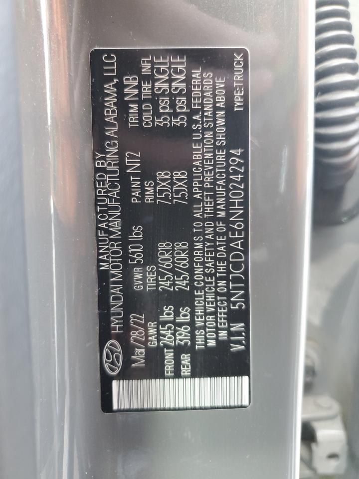 2022 Hyundai Santa Cruz Sel VIN: 5NTJCDAE6NH024294 Lot: 90594295