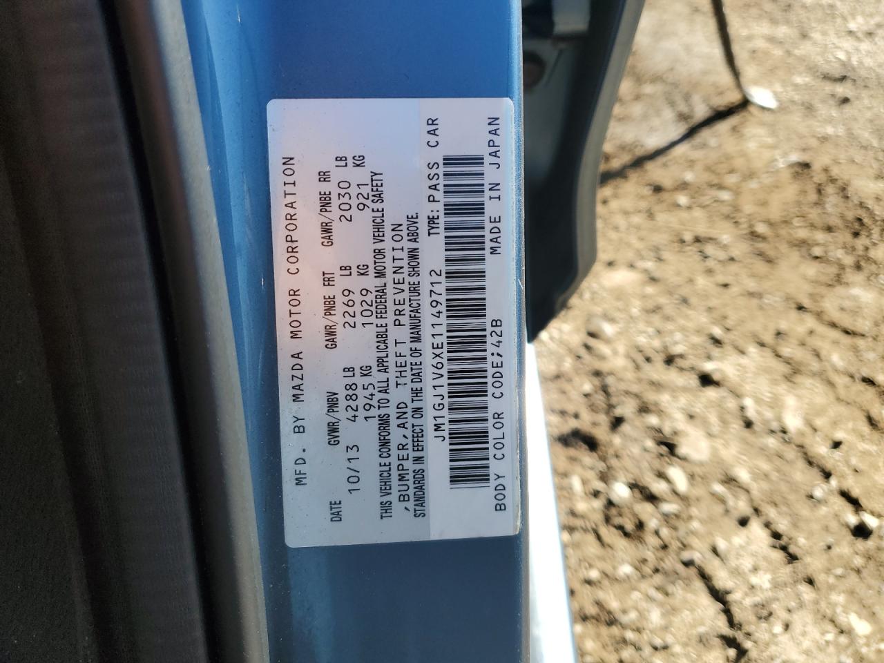 2014 Mazda 6 Touring VIN: JM1GJ1V6XE1149712 Lot: 90329915