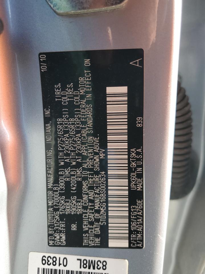 2011 Toyota Sequoia Sr5 VIN: 5TDZM5G16BS002634 Lot: 85186475