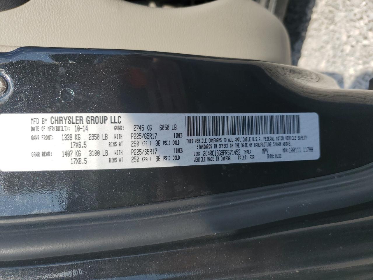 2015 Chrysler Town & Country Touring VIN: 2C4RC1BG9FR571452 Lot: 85123145