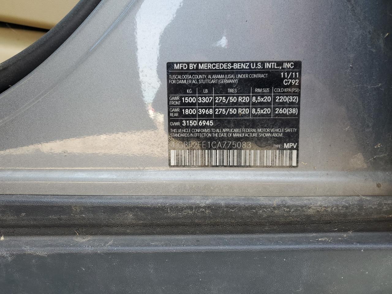 2012 Mercedes-Benz Gl 350 Bluetec VIN: 4JGBF2FE1CA775083 Lot: 85143345