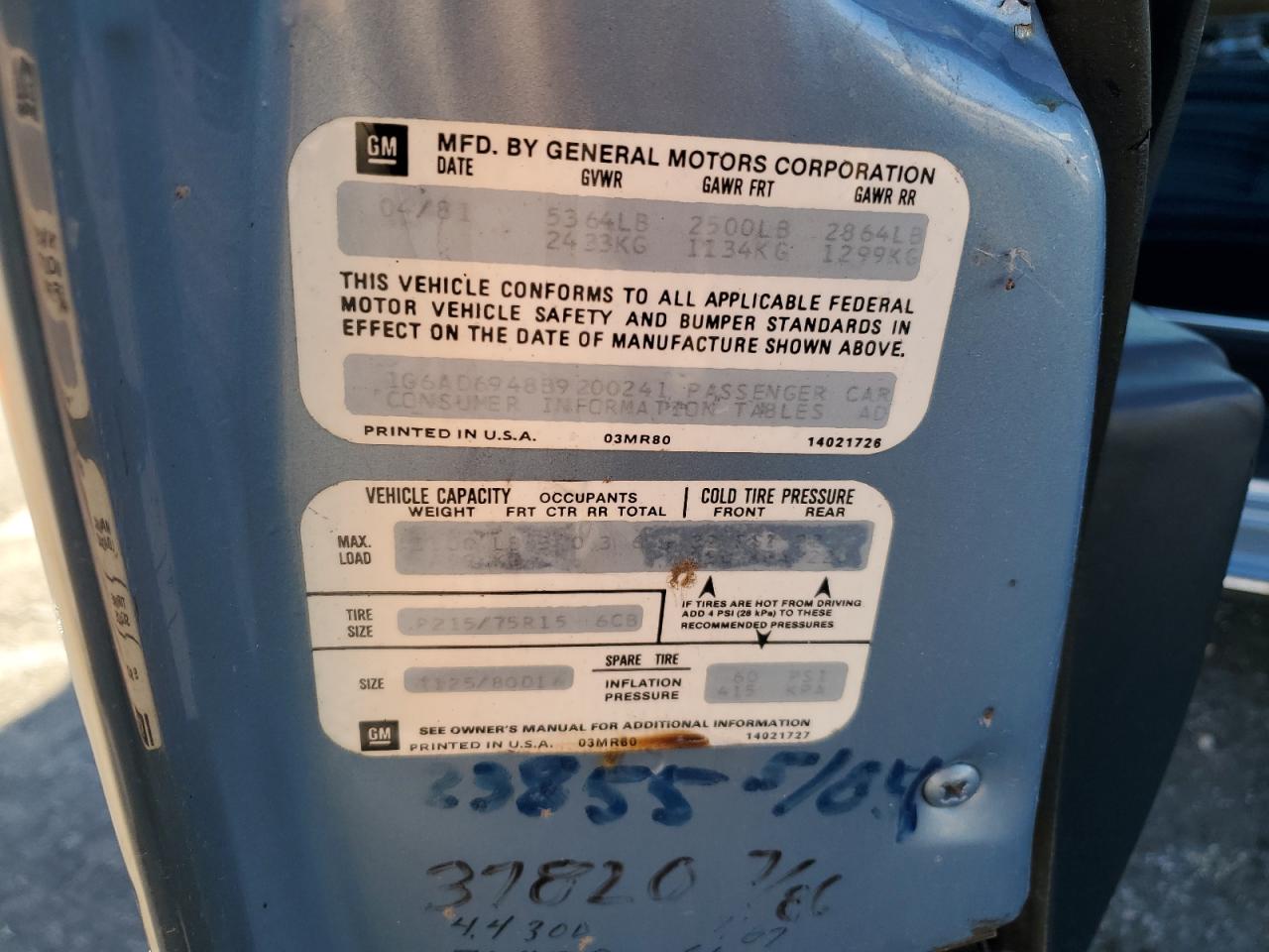 1981 Cadillac Deville VIN: 1G6AD6948B9200241 Lot: 90305885