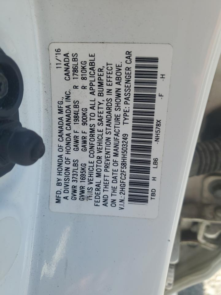 2017 Honda Civic Lx VIN: 2HGFC2F58HH503249 Lot: 82344875