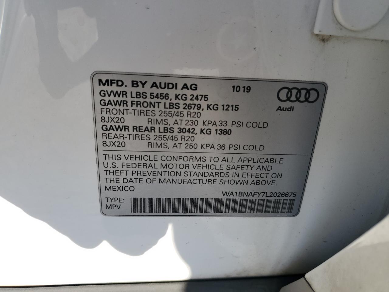 2020 Audi Q5 Premium Plus VIN: WA1BNAFY7L2026675 Lot: 89520325