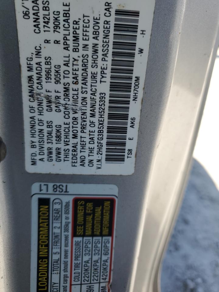 2014 Honda Civic Lx VIN: 2HGFG3B5XEH525393 Lot: 81457165