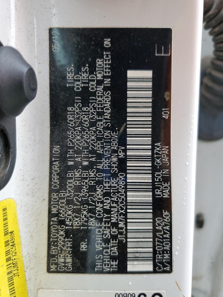 2012 Lexus Gx 460 Premium VIN: JTJJM7FX2C5049890 Lot: 89527945