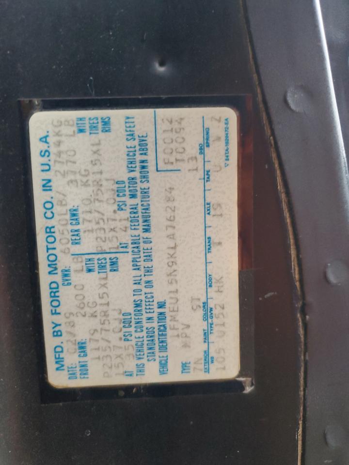 1989 Ford Bronco U100 VIN: 1FMEU15N9KLA76284 Lot: 90451625