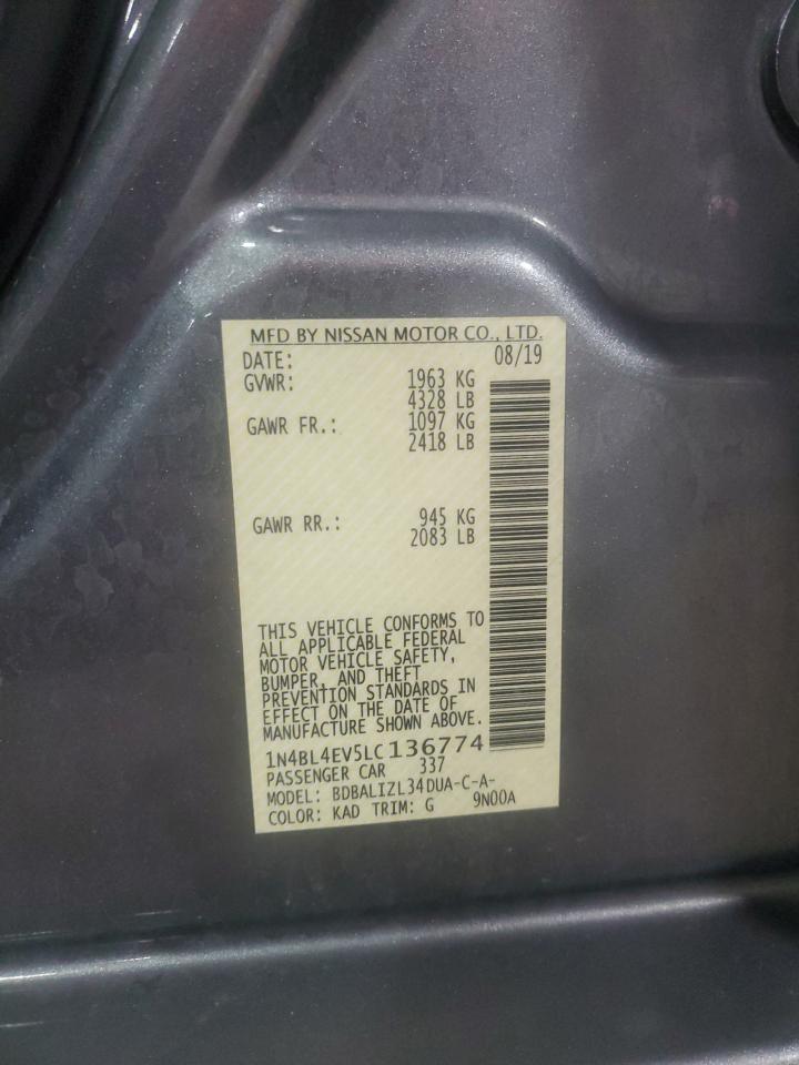 2020 Nissan Altima Sl VIN: 1N4BL4EV5LC136774 Lot: 86432705