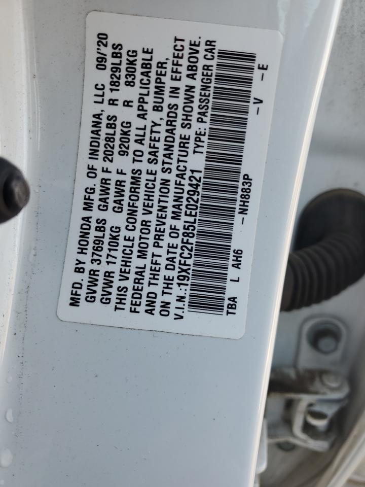 2020 Honda Civic Sport VIN: 19XFC2F85LE029421 Lot: 85718595