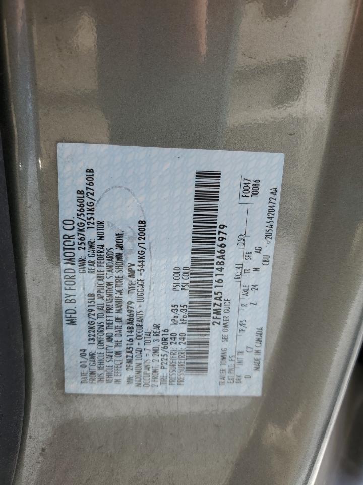 2004 Ford Freestar Se VIN: 2FMZA51614BA66979 Lot: 82613925