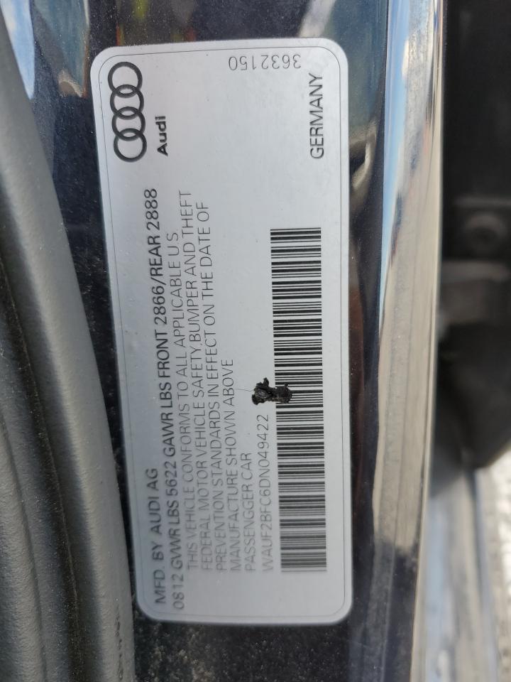 2013 Audi S6 VIN: WAUF2BFC6DN049422 Lot: 85528675