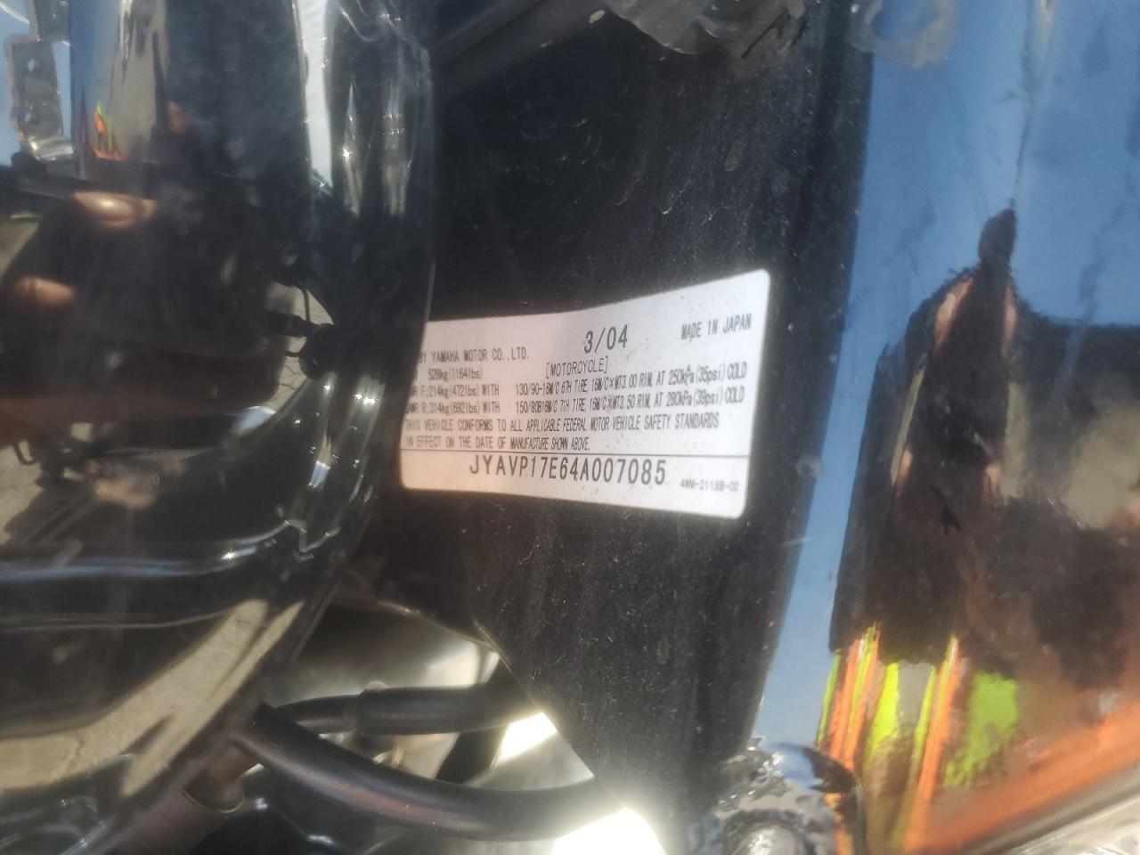 2004 Yamaha Xv1700 A VIN: JYAVP17E64A007085 Lot: 85528515