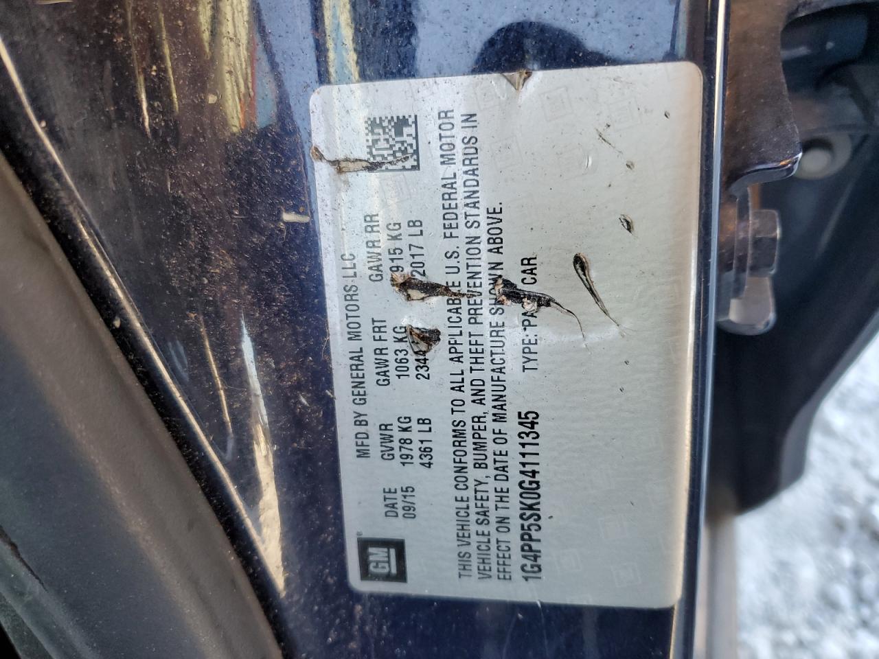 2016 Buick Verano VIN: 1G4PP5SK0G4111345 Lot: 86301975