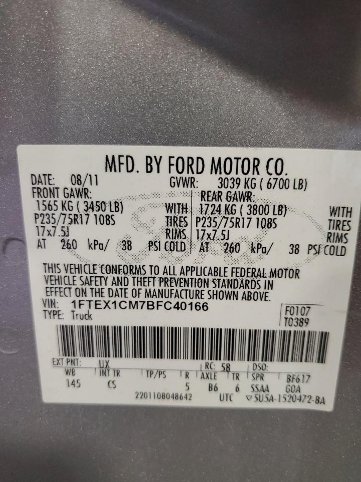 2011 Ford F150 Super Cab VIN: 1FTEX1CM7BFC40166 Lot: 82667445