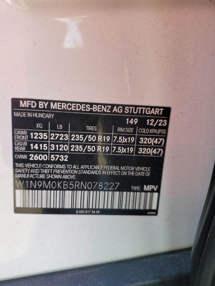 2024 Mercedes-Benz Eqb 300 4Matic VIN: W1N9M0KB5RN078227 Lot: 89467445
