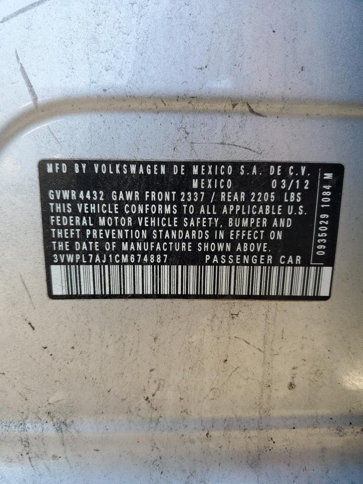2012 Volkswagen Jetta Tdi VIN: 3VWPL7AJ1CM674887 Lot: 71237445