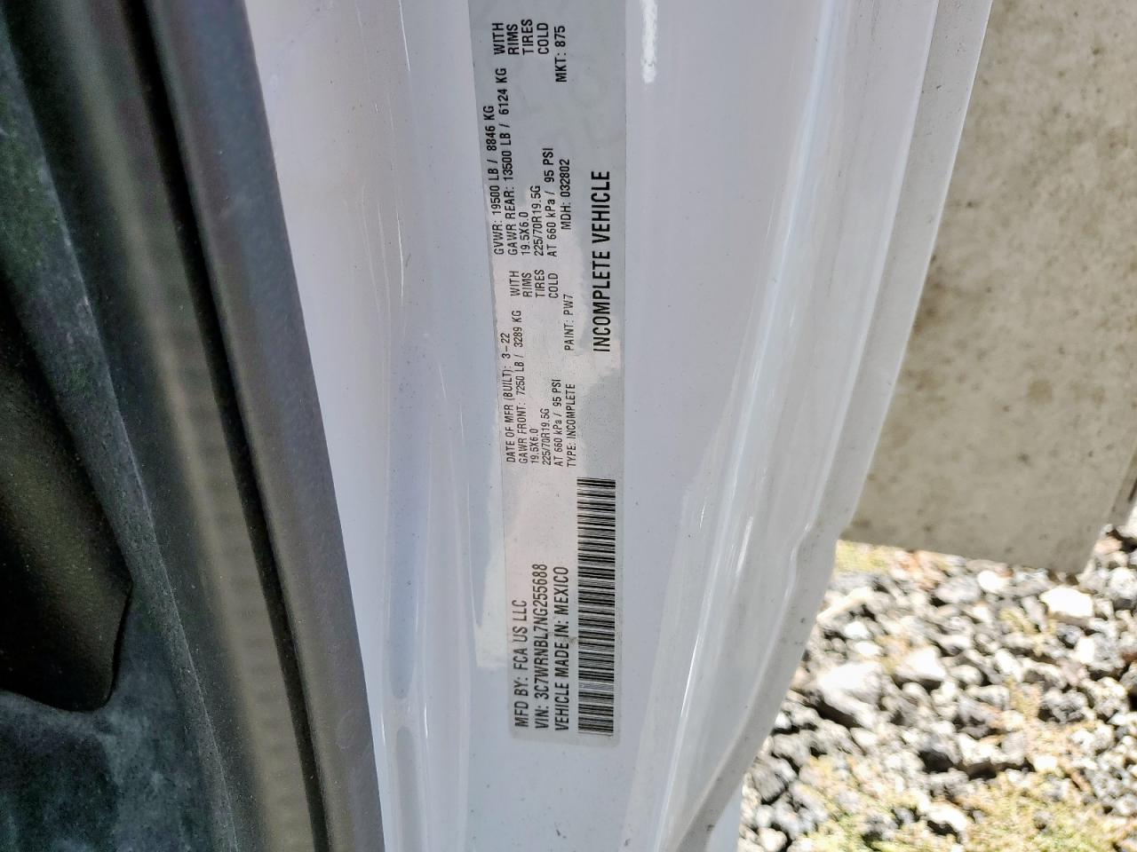 2022 Ram 5500 VIN: 3C7WRNBL7NG255688 Lot: 85103495