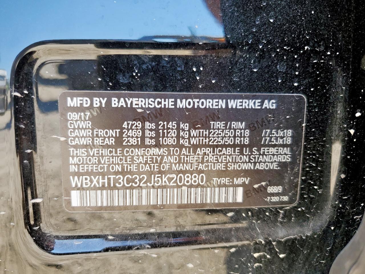 2018 BMW X1 xDrive28I VIN: WBXHT3C32J5K20880 Lot: 86497185