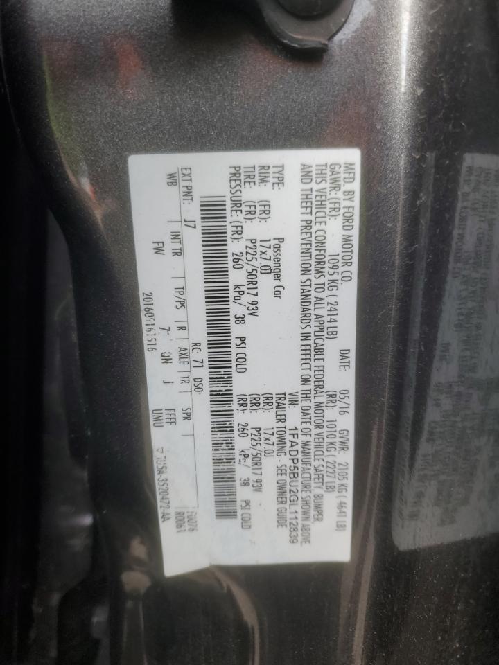 2016 Ford C-Max Sel VIN: 1FADP5BU2GL112839 Lot: 85183015