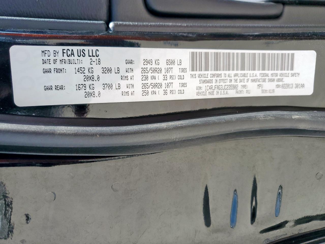 2018 Jeep Grand Cherokee Laredo VIN: 1C4RJFAG3JC235902 Lot: 85652635