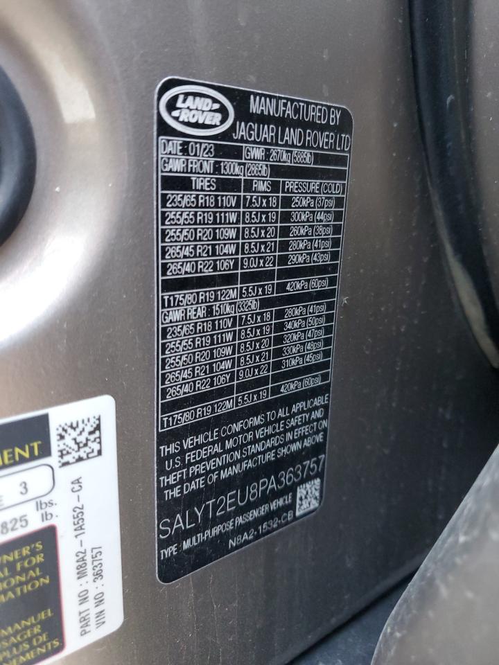 2023 Land Rover Range Rover Velar R-Dynamic S VIN: SALYT2EU8PA363757 Lot: 82195625