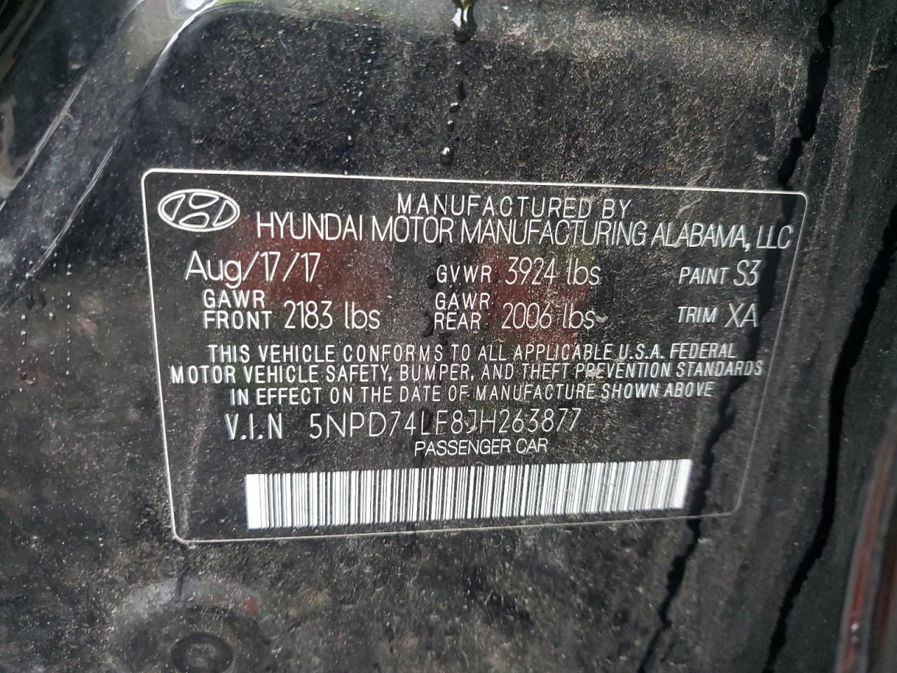 2018 Hyundai Elantra Se VIN: 5NPD74LF8JH263877 Lot: 85694875