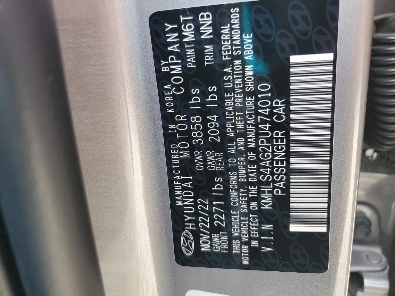 2023 Hyundai Elantra Sel VIN: KMHLS4AG2PU474010 Lot: 85687615