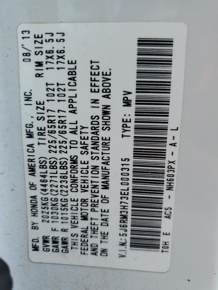 2014 Honda Cr-V Exl VIN: 5J6RM3H73EL000315 Lot: 82486315