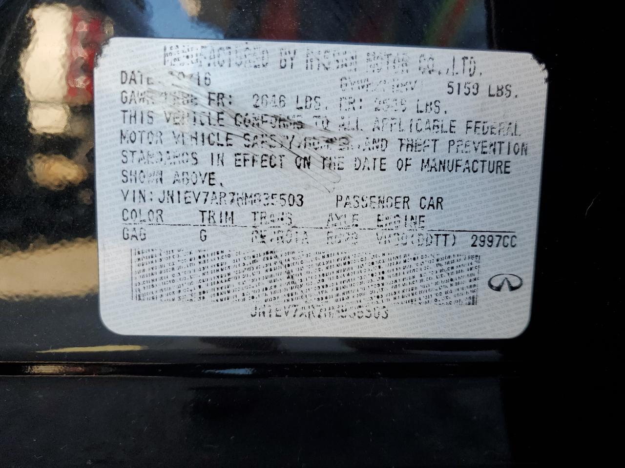 2017 Infiniti Q50 Premium VIN: JN1EV7AR7HM835503 Lot: 67220305