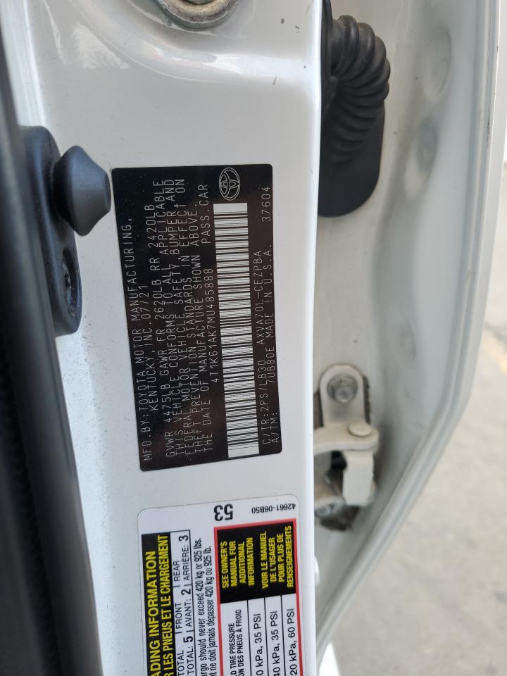 2021 Toyota Camry Xse VIN: 4T1K61AK7MU485888 Lot: 82367765