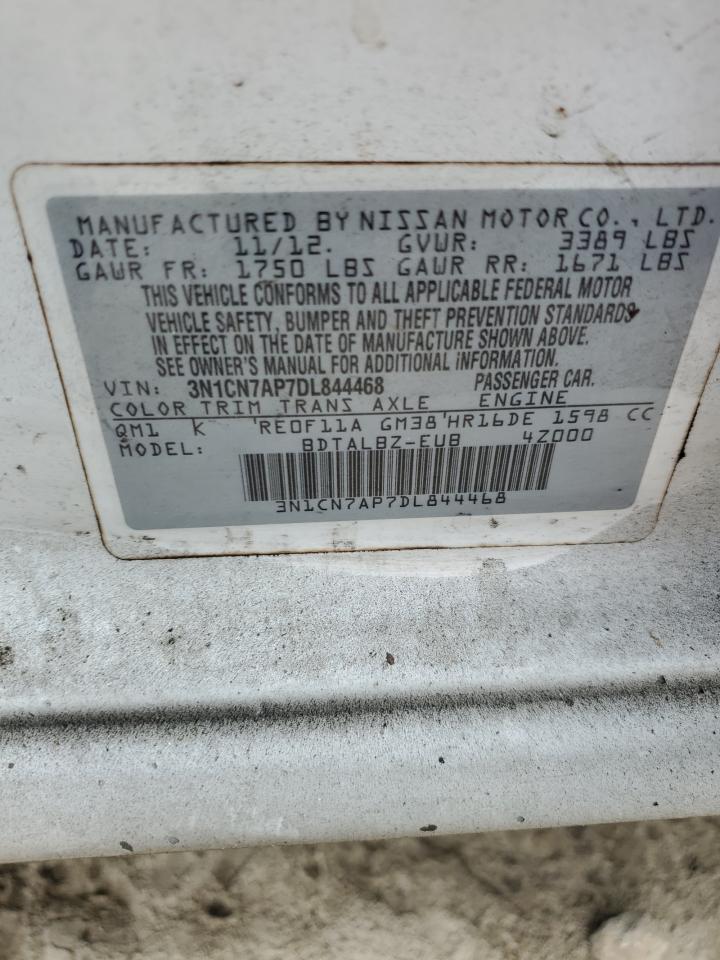 2013 Nissan Versa S VIN: 3N1CN7AP7DL844468 Lot: 85258025