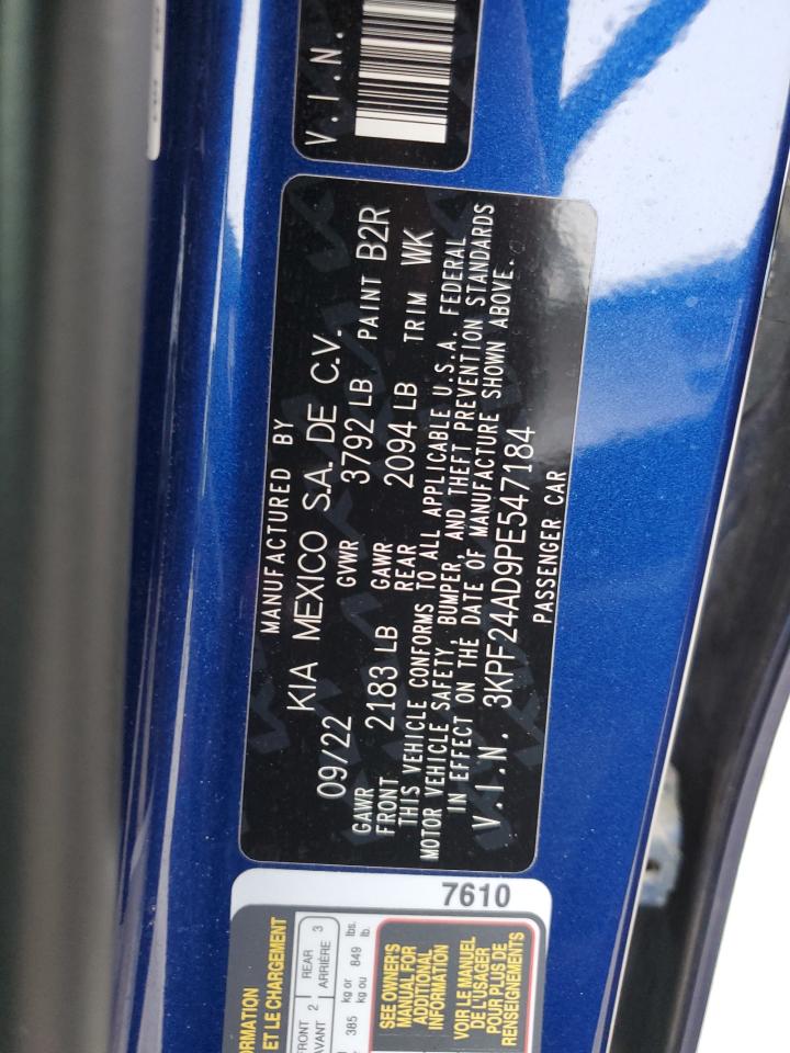2023 Kia Forte Lx VIN: 3KPF24AD9PE547184 Lot: 85749545