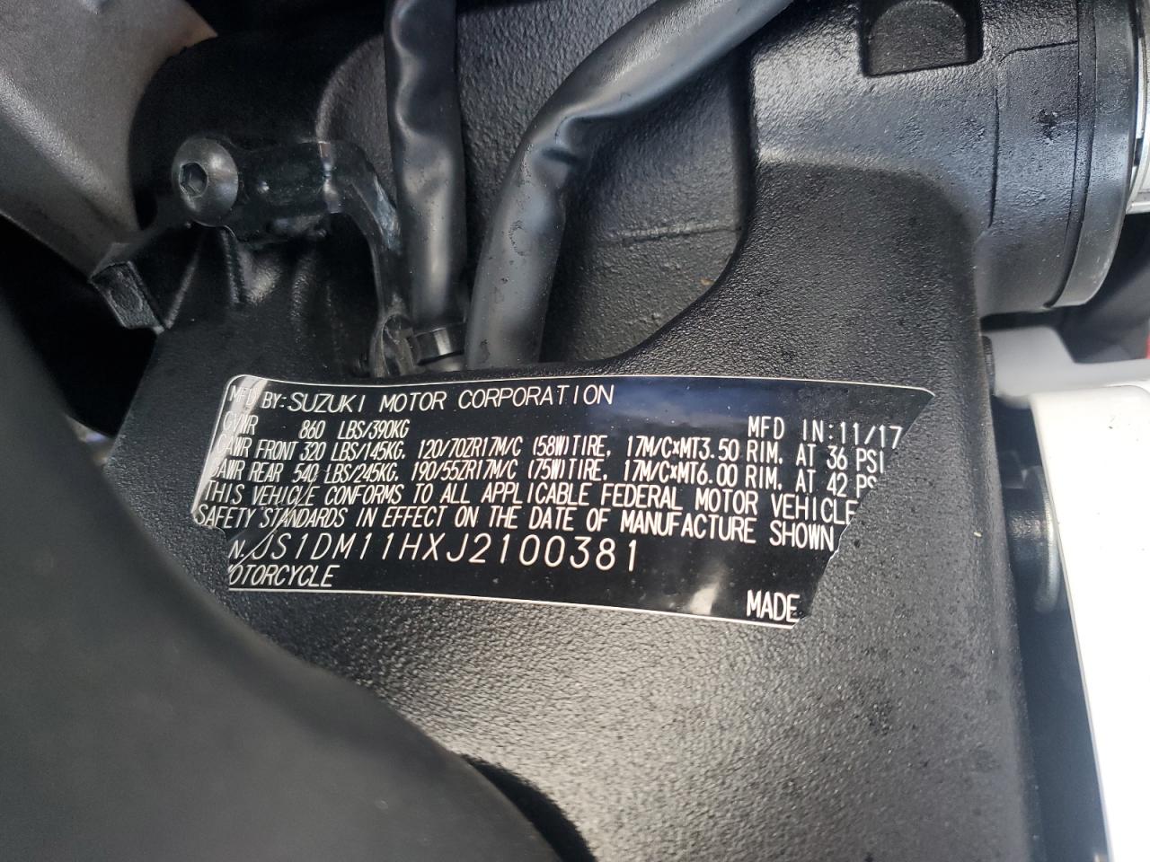 2018 Suzuki Gsx-R1000 R VIN: JS1DM11HXJ2100381 Lot: 81998845