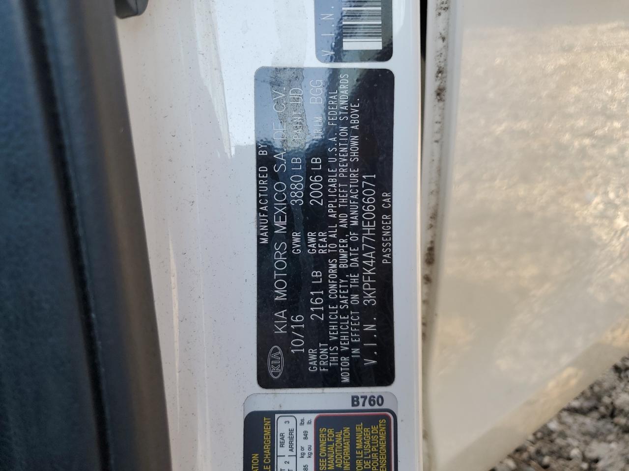 2017 Kia Forte Lx VIN: 3KPFK4A77HE066071 Lot: 90219725