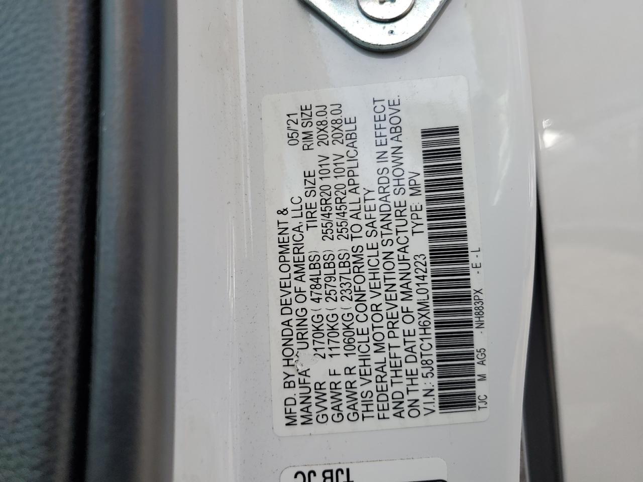 2021 Acura Rdx A-Spec VIN: 5J8TC1H6XML014223 Lot: 85665215