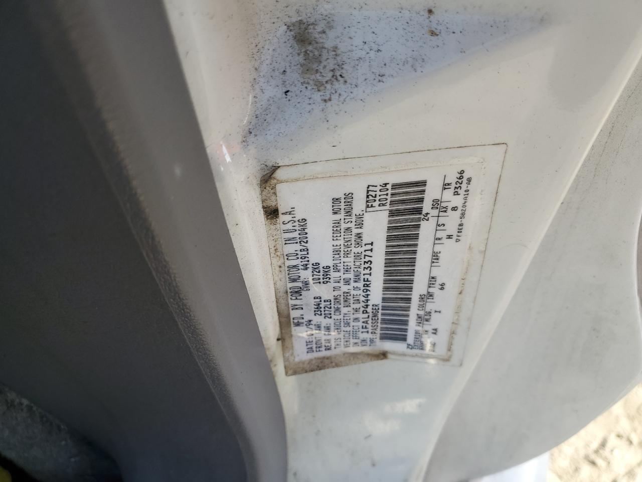 1994 Ford Mustang VIN: 1FALP4449RF133711 Lot: 87406185