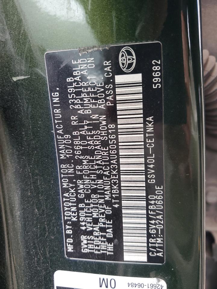 2010 Toyota Camry Se VIN: 4T1BK3EK3AU605618 Lot: 86635815