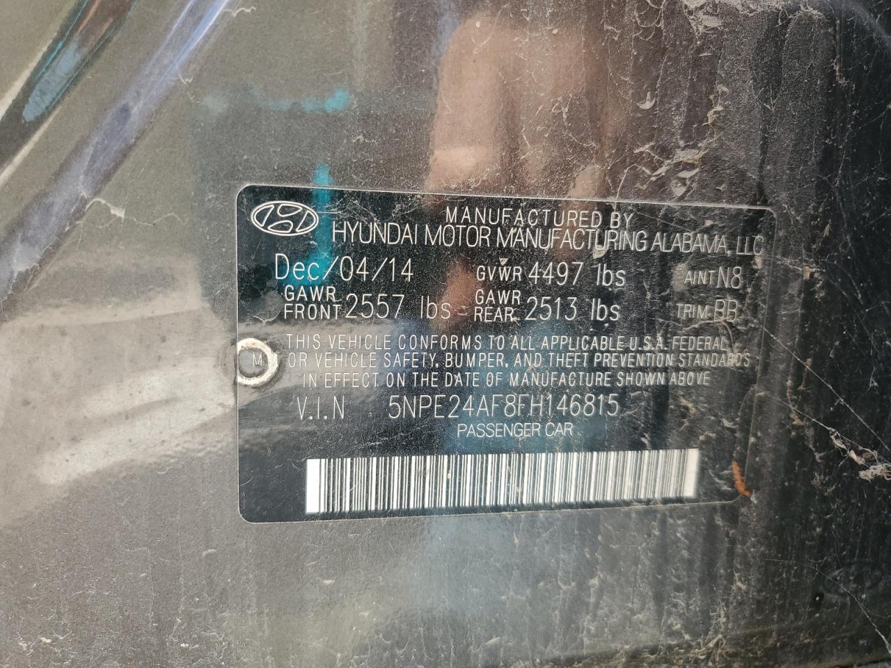 2015 Hyundai Sonata Se VIN: 5NPE24AF8FH146815 Lot: 82354025