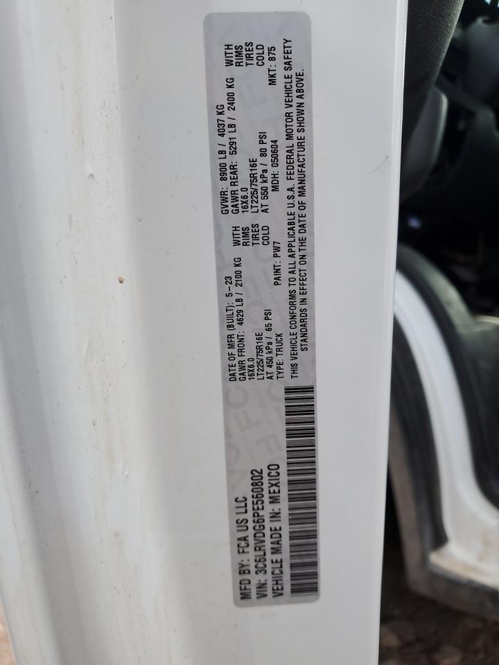 2023 Ram Promaster 2500 2500 High VIN: 3C6LRVDG6PE560802 Lot: 86172715